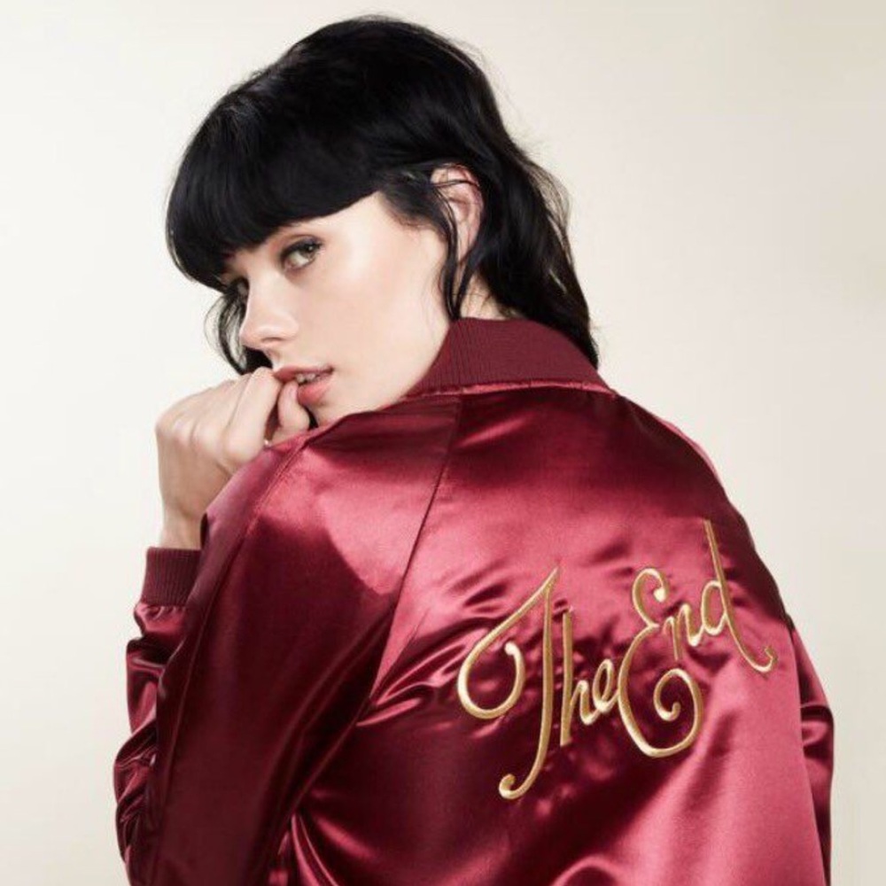 VALFRE NWT Women's Satin Bomber Jacket - Burgundy